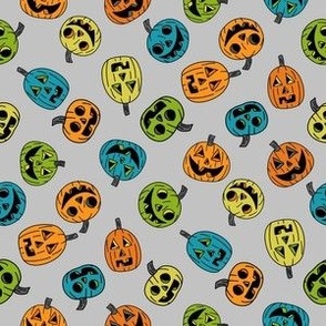 SMALL Halloween Pumpkins Fabric Boys Orange Blue and Green design 6in