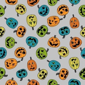 MEDIUM Halloween Pumpkins Fabric Boys Orange Blue and Green design 8in