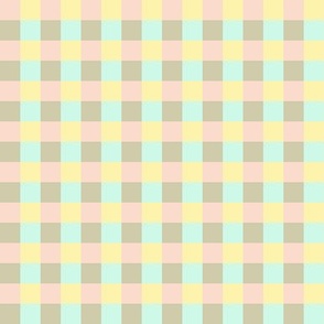 Pink, green, yellow, brown easter gingham plaid