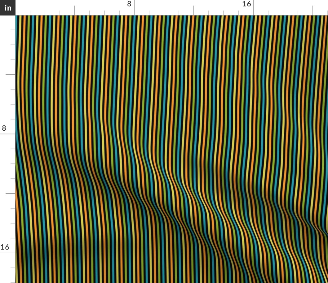 MICRO Halloween Stripe Fabric Orange Blue and Green Boys coordinate 2in