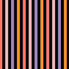 TINY Halloween Stripe Fabric Orange pink purple coordinate 4in