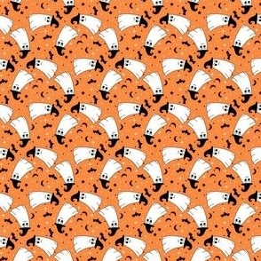 MICRO Happy Ghost fabric - ghost mascot groovy halloween design 2in