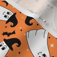 MEDIUM Happy Ghost fabric - ghost mascot groovy halloween design 8in