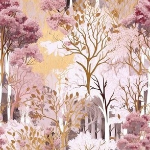 Golden Pink Pastel Forest