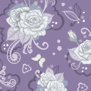 White Roses and Lace Lavender - Large
