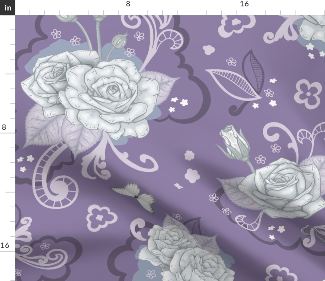 White Roses and Lace Lavender - Large
