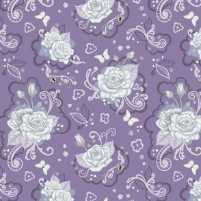 White Roses and Lace Lavender - Medium