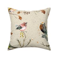 Forest birds tree nature - Rustic Beige - Jumbo Large