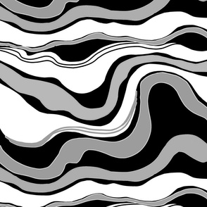 70's Go with the Flow -Horizontal-black_ white_ puce