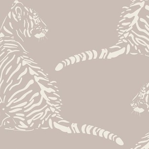 baby tiger _ creamy white, silver rust blush _ baby animal nursery wallpaper