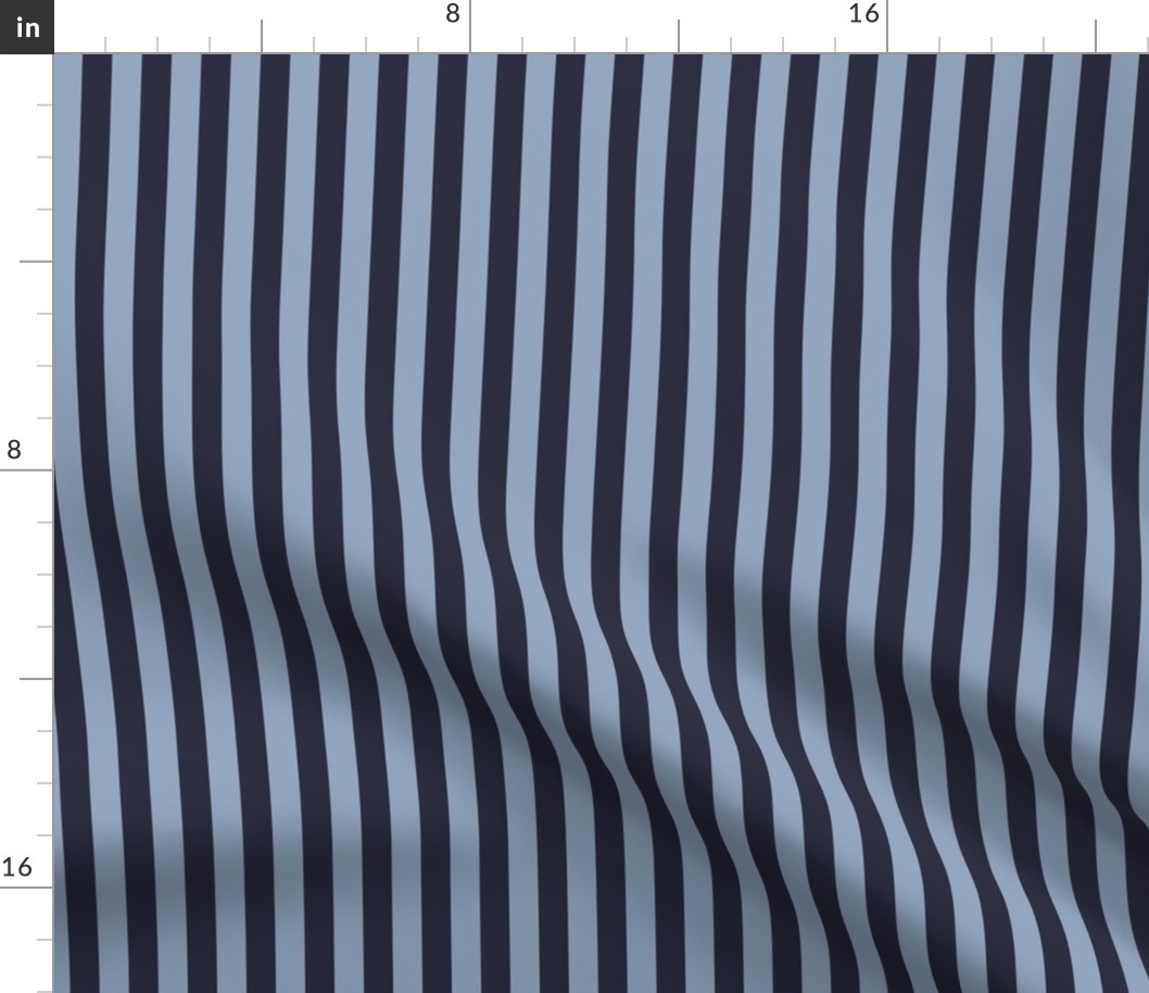 Monochrome Stripes, Soft Chambray and Dark Blue, Small Scale