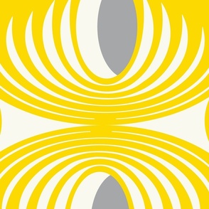Oculus Mid Century Modern Geometric Bright Yellow Gray Jumbo Scale