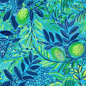 Limes Away - Green/Blue on Blue-Aqua 
