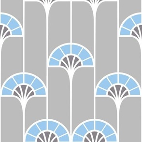 Elegant victorian fan  Art Deco -  Grey blue -  medium