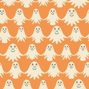 Happy-beige-white-ghosts-in-horizontal-rows-on-soft-orange-S-small-scale-for-napkins N