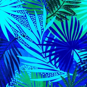 (L) Non Directional Tropical Boho Jungle 4. #Cobaltblue and green #coastal #tropical #boho