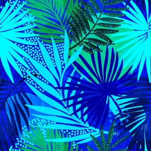 (M) Non Directional Tropical Boho Jungle 4. #Cobaltblue and green #coastal #tropical #boho