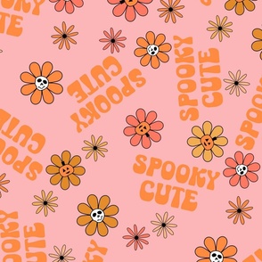 JUMBO Spooky Cute Halloween Hippie Groovy pink fabric