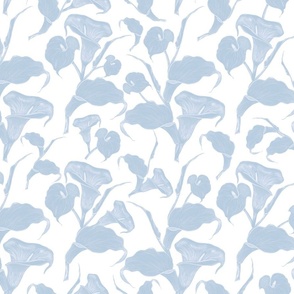 French Country Florals - Soft Muted Blue, Medium Scale
