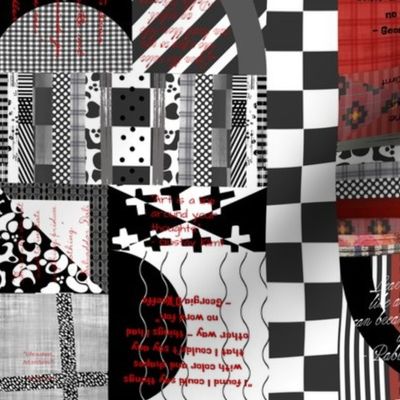 design collage - color mash-up - red and grey scale