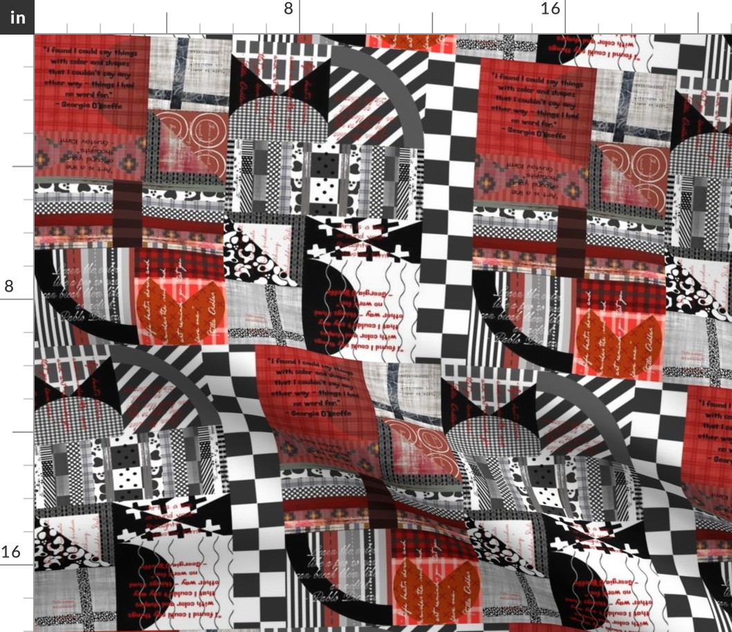 design collage - color mash-up - red and grey scale