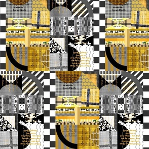 design collage - color mash-up - yellow and grey scale
