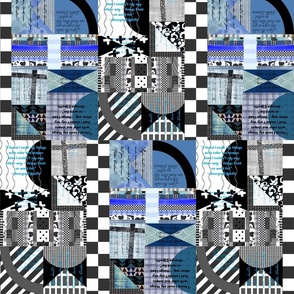 design collage - color mash-up - blue and grey scale