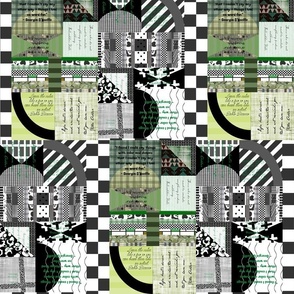 design collage - color mash-up - green and grey scale