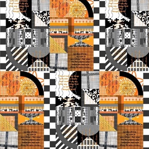 design collage - color mash-up - orange and grey scale