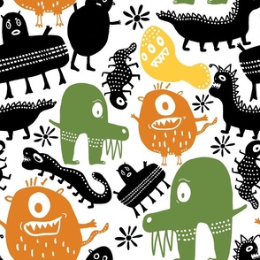 Monster party: hand drawn, halloween colors