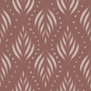 Dots and Fronds _ creamy white_ copper rose pink _ traditional