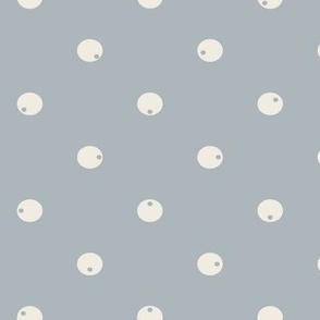Dotted Dots - creamy white _ french grey blue - blue and white polka dot geometric