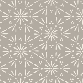 geo floral 02 - cloudy silver taupe _ creamy white - simple sweet geometric