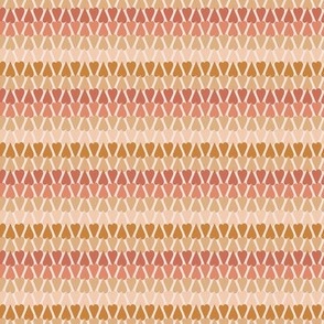 350 - Small scale multicoloured overlapping apricot, mustard, blush and coral hearts creating a pretty retro stripe effect, for kids apparel, children accessories m, modern wedding table linen, romantic valentine craft and patchwork projects. 