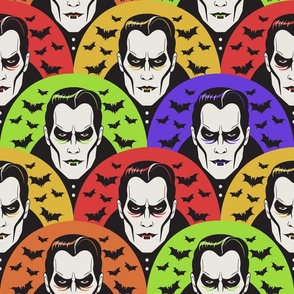 Pop Art Colorful Dracula And Bats Multi Fish Scale