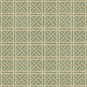 4" Chinese Chippendale Bamboo Trellis Neutral Grey by Audrey Jeanne