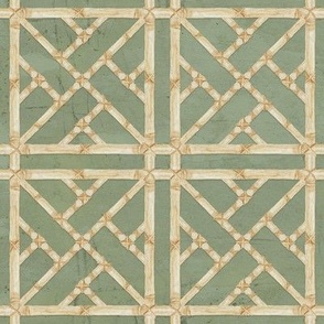 12" Chinese Chippendale Bamboo Trellis Neutral Grey by Audrey Jeanne