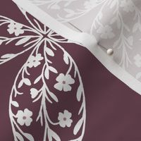 Maroon and White Floral Quatrefoil 
