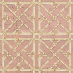 12" Chinese Chippendale Bamboo Trellis Coral Pink by Audrey Jeanne