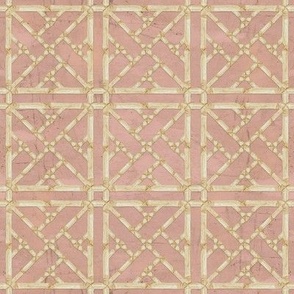 8" Chinese Chippendale Bamboo Trellis Coral Pink by Audrey Jeanne