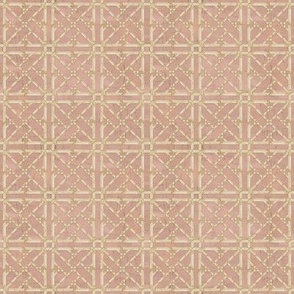 4" Chinese Chippendale Bamboo Trellis Coral Pink by Audrey Jeanne
