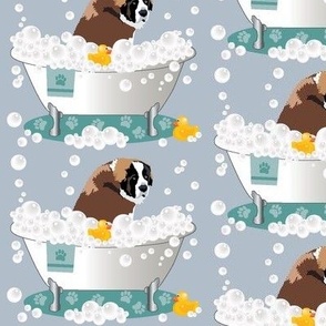 medium print // St Bernard dog in the Bathtub bubble bath puppy bathroom dog fabric