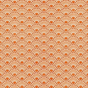 Serene Sunshine- 14 Carrot- Art Deco Wallpaper- Geometric Minimalist Monochromatic Scalloped Suns- Petal Cotton Solids Coordinate- sMini- Bright Orange- Haloween- Fall- Autumn