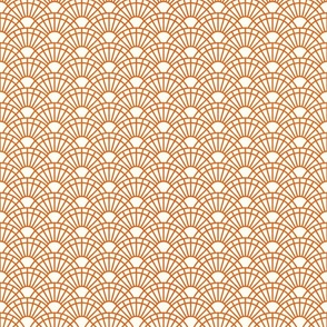 Serene Sunshine- 14 Carrot on Off White- Art Deco Wallpaper- Geometric Minimalist Monochromatic Scalloped Suns- Petal Cotton Solids Coordinate- sMini- Bright Orange- Haloween- Fall- Autumn