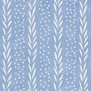 Grey-blue design with leaves and dots