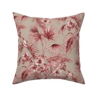 Tropical Toile Linen Red MEDIUM