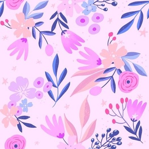 Dreamy Flower Garden in Pink _ Medium Scale  