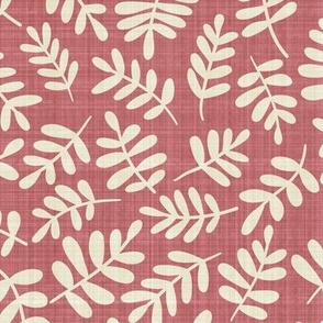 Medium // Beige organic foliage & outlined leaves on dusty pink