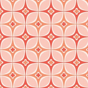 Stars, Flowers + Leaves. Retro Geometry in Warm Red + Apricot