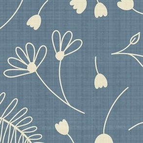 Medium // Blue Earthy floral ferns fronds outline and fills